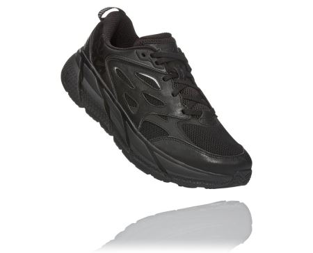 Hoka Clifton Leather Road - Pantofi Mers Dama Negrii | RO-YOt9b4V